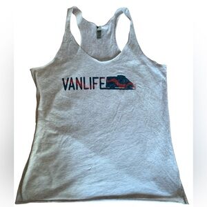 NEW Next Level Apparel VAN LIFE MTNH20 Light Heather Gray Tank Top Retro Colors